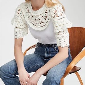 SEA NEW YORK CLEO CROCHET MIXED MATERIAL TOP SIZE SMALL